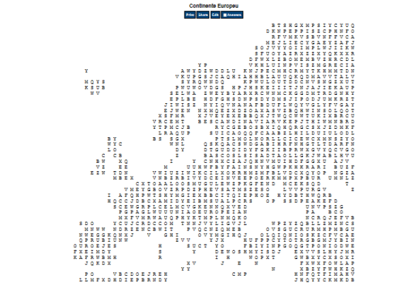 Caça Palavras Continente Europeu