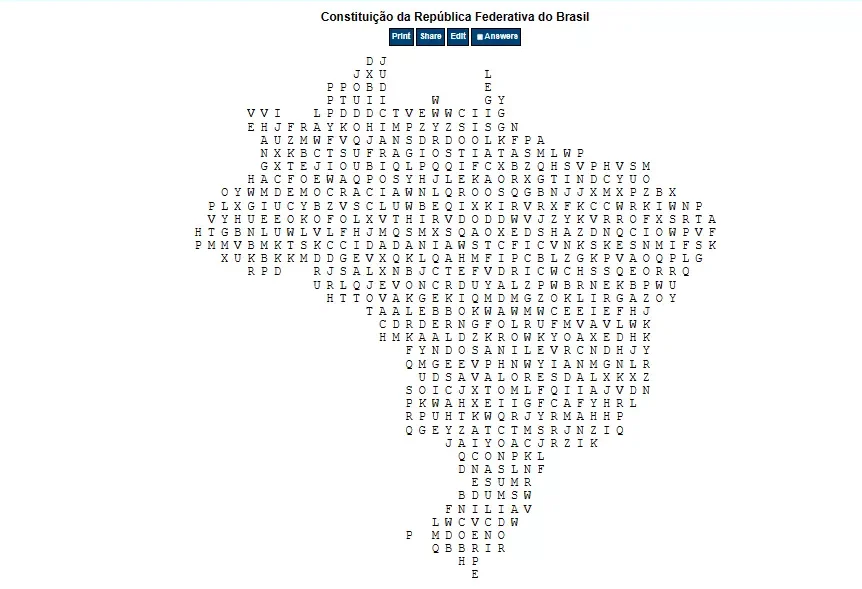 caca palavras constituicao federal brasil