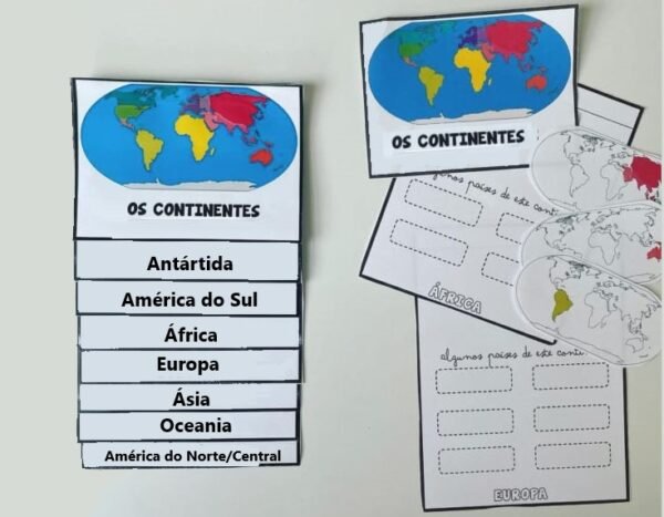 thumb lap books dos continentes colorido pronto