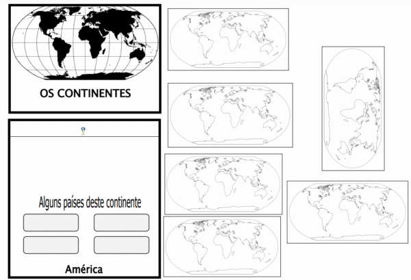 thumb lap books dos continentes preto e branco mapas